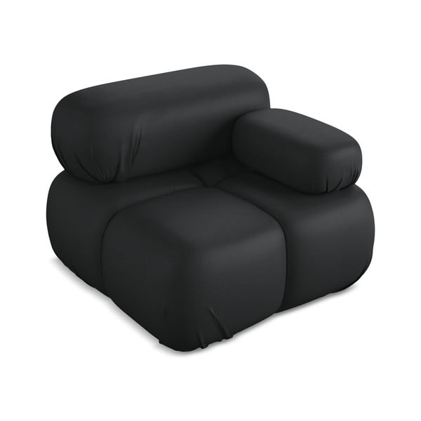 Czarny moduł sofy z imitacji skóry (prawostronny) Lokua – Makamii-image-2