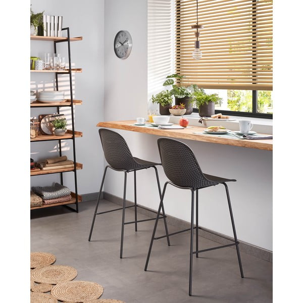 Antracytowy metalowy/plastikowy hoker ogrodowy Quinby – Kave Home-image-2