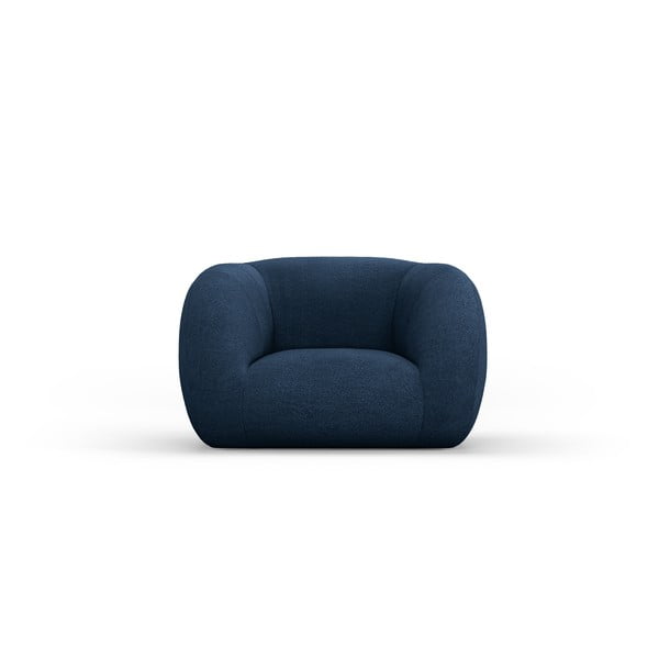 Niebieski fotel z materiału bouclé Essen – Cosmopolitan Design