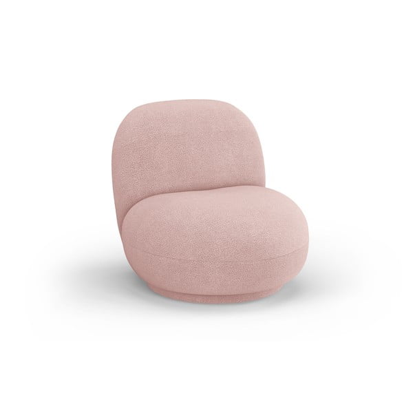 Jasnoróżowy fotel z materiału bouclé Chuck – Micadoni Home