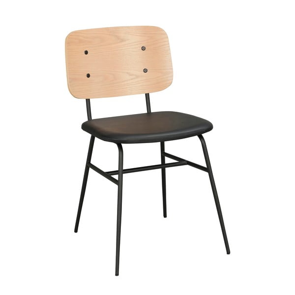 Jasnobrązowe krzesło z czarnym siedziskiem Rowico Brent