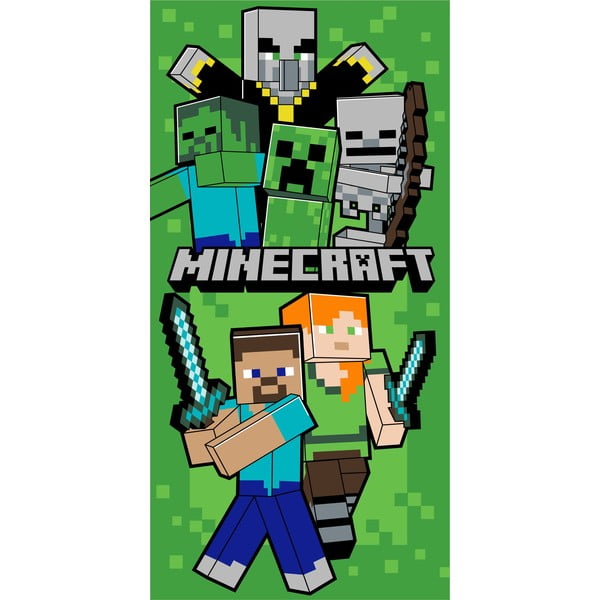 Zielony bawełniany ręcznik dziecięcy 70x140 cm Minecraft Let´s Survive – Jerry Fabrics