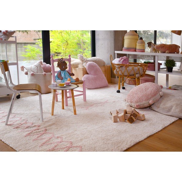 Różowo-kremowy bawełniany dywan tkany ręcznie odpowiedni do prania 170x240 cm Atlas Natural – Lorena Canals-image-1