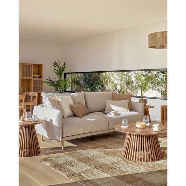 Stolik z drewna tekowego Kave Home Irune, ⌀ 80 cm-image-4