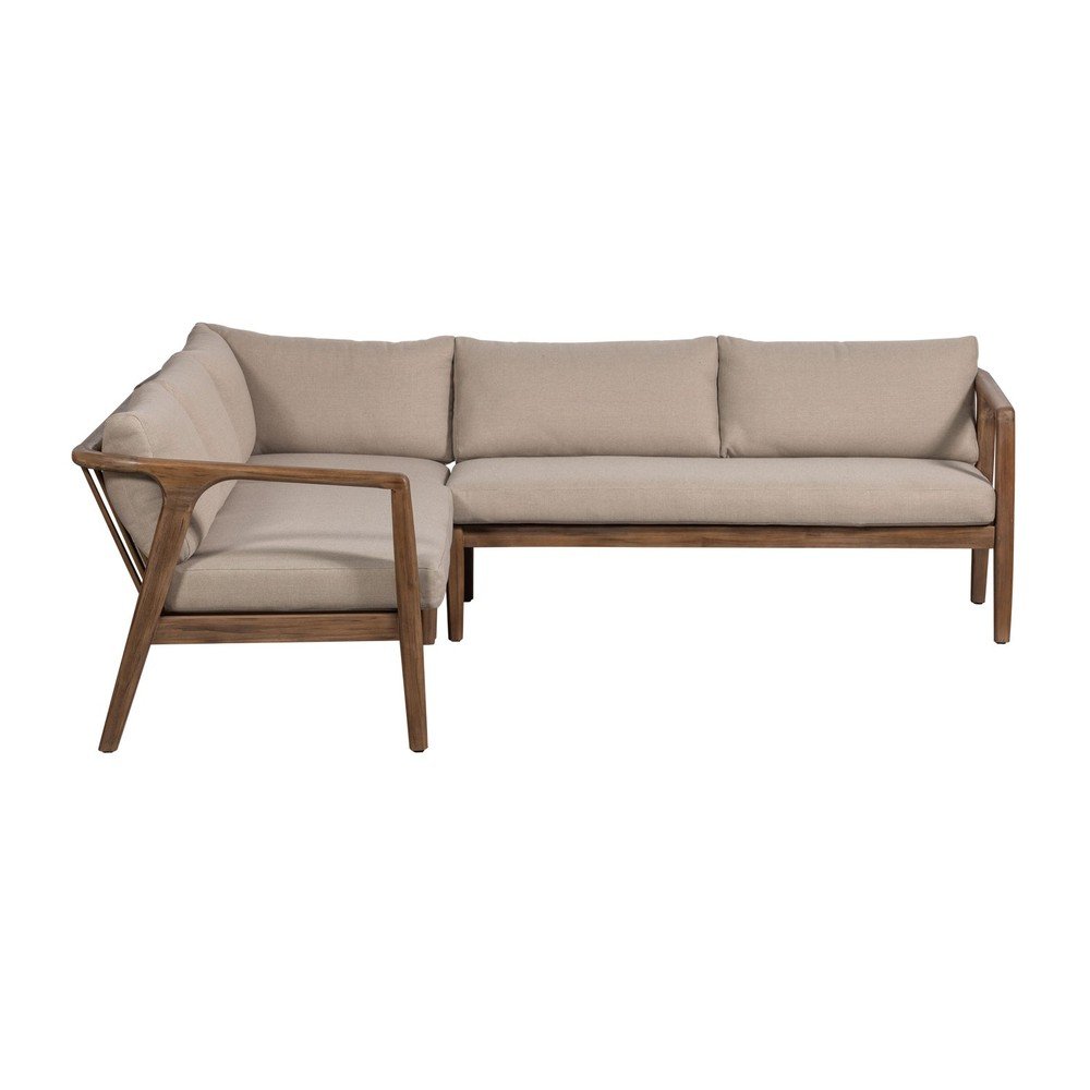 Brązowa tapicerowana sofa ogrodowa (w kształcie litery L) Biam – WOOOD