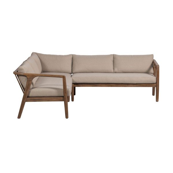 Brązowa tapicerowana sofa ogrodowa (w kształcie litery L) Biam – WOOOD