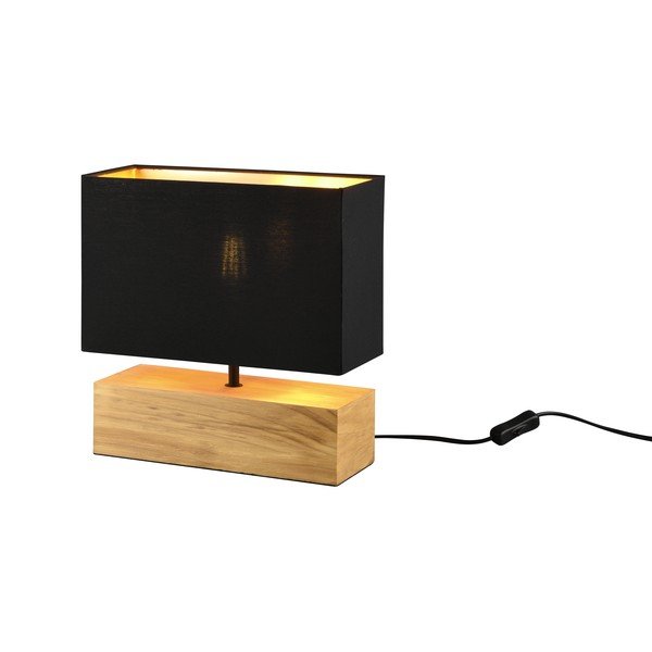 Czarno-naturalna lampa stołowa z tekstylnym kloszem (wysokość 30 cm) Woody – Reality-image-1