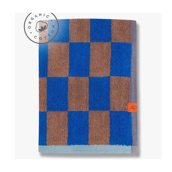 Niebiesko-brązowy ręcznik kąpielowy z bawełny organicznej 70x133 cm Retro – Mette Ditmer Denmark