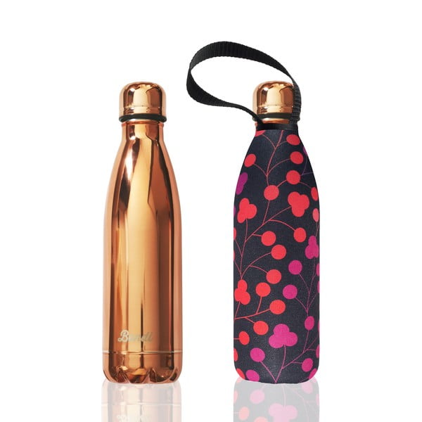 Butelka podróżna w kolorze różowego złota ze stali nierdzewnej i z pokrowcem BBBYO Bondi, 750 ml