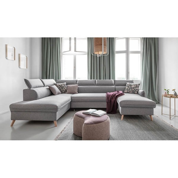 Jasnoszary rozkładany narożnik (lewostronny) Sweet Harmony – Miuform-image-1