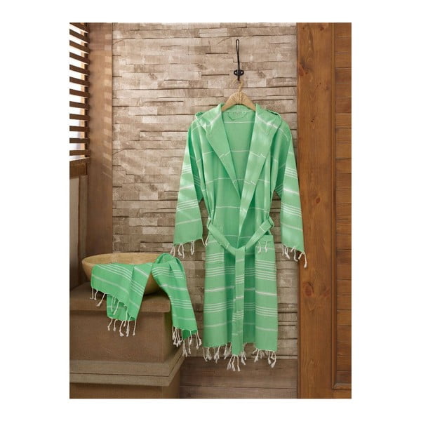Zestaw szlafrok i ręcznik Sultan Light Green, rozmiar S/M