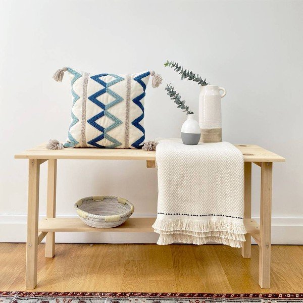 Poszewka na poduszkę z domieszką lnu Joynodes Bethany Tassel, 43x43 cm-image-1