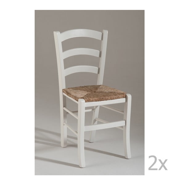Zestaw 2 białych krzeseł drewnianych do jadalni Castagnetti Sedia