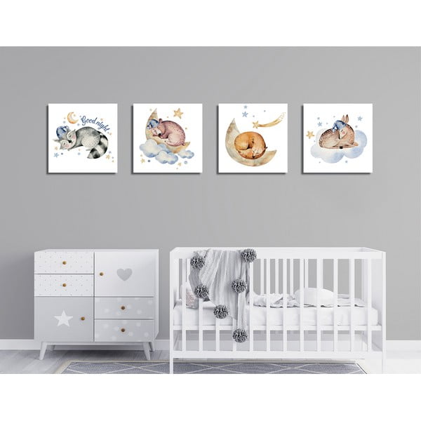 Obrazy zestaw 4 szt. 30x30 cm Good Night – Wallity-image-2