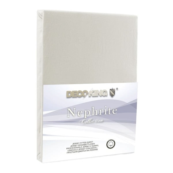 Kremowe prześcieradło elastyczne DecoKing Nephrite, 220/240x220 cm-image-2