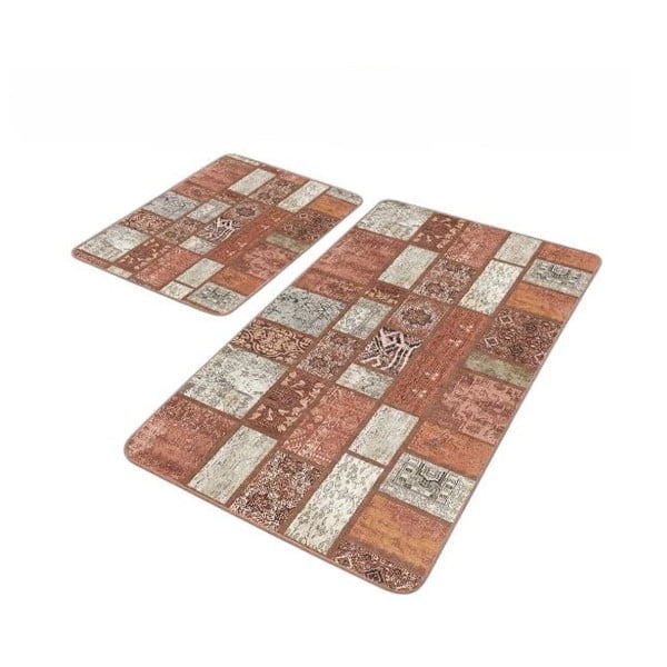 Brązowe aksamitne dywaniki łazienkowe zestaw 2 szt. 60x100 cm – Mila Home