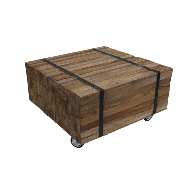 Stolik na kółkach z drewna tekowego HSM Collection Singa, 100x100 cm