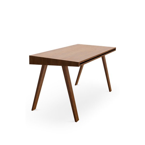 Brązowe biurko z nogami z drewna jesionowego EMKO 4.9, 140x70 cm-image-3