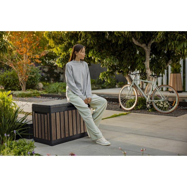 Ciemnobrązowa plastikowa skrzynia ogrodowa Deco – Keter-image-3