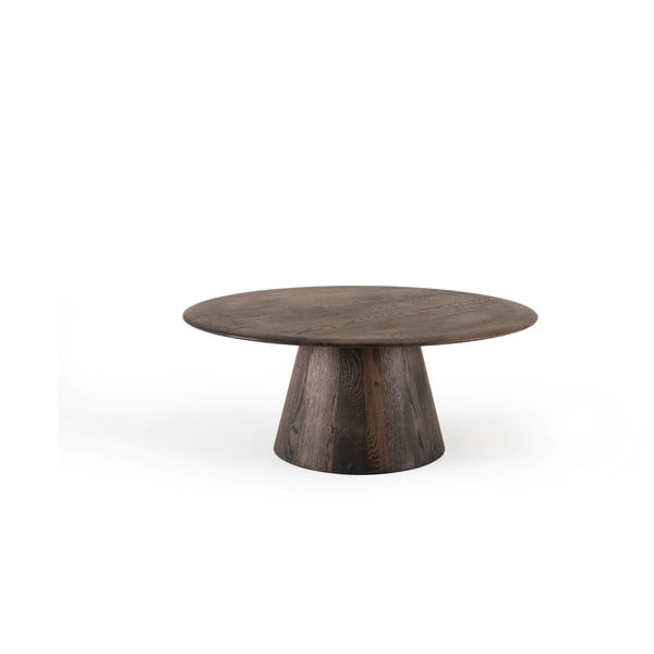 Brązowy okrągły stolik z litego drewna dębowego ø 80 cm Mushroom – Gazzda-image-3