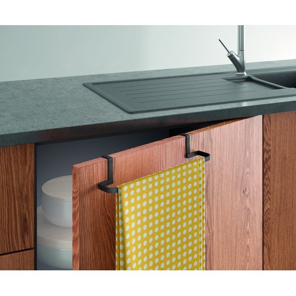 Czarny wiszący uchwyt na ścierki Metaltex Galileo Lava-image-1