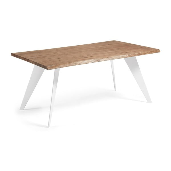 Stół do jadalni z ciemnobrązowym blatem i białymi nogami La Forma Nack, 100x180 cm