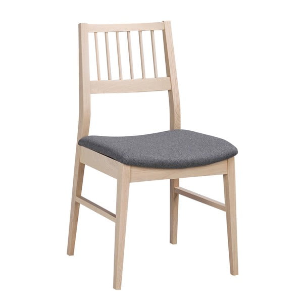 Matowe lakierowane krzesło dębowe z szarym siedziskiem Folke Hod