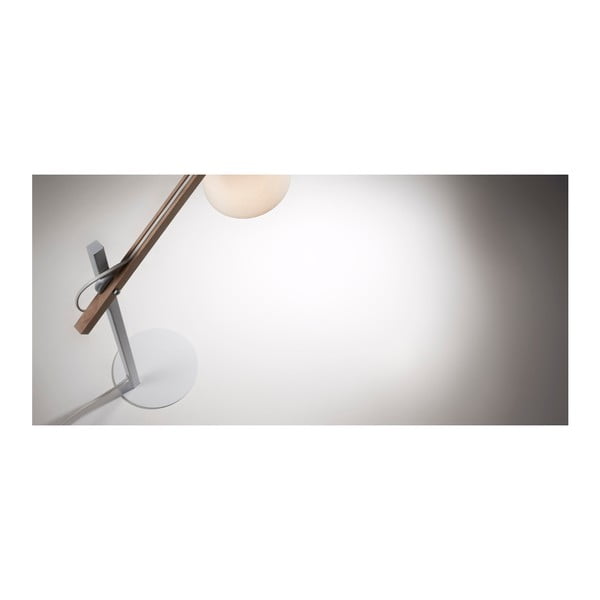 Biała lampa stołowa z litego drewna akacjowego z tekstylnym kloszem (wysokość 65 cm) Kosta – Kave Home-image-3