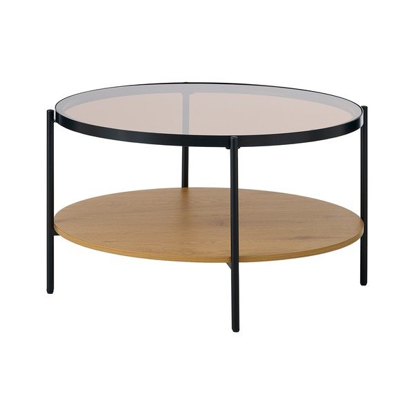 Okrągły stolik ze szklanym blatem w naturalnym kolorze ø 84 cm Hassel – Unique Furniture
