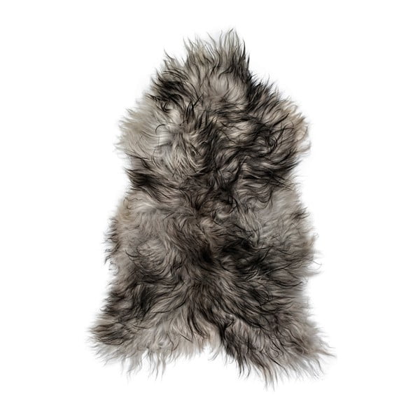 Biało-szary futrzany dywan z owczej skóry z długim włosiem Arctic Fur Ptelja, 100x55 cm