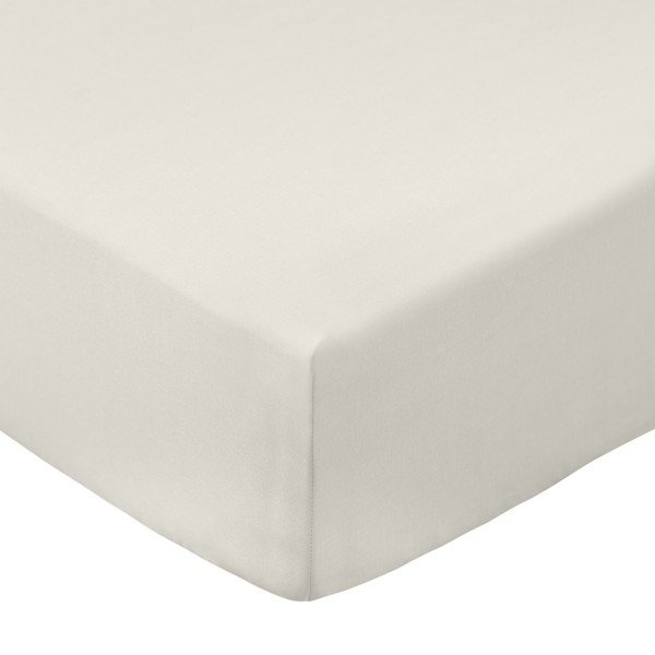 Kremowe prześcieradło z perkalu bawełnianego z gumką 90x190 cm Cotton Percale – Bianca