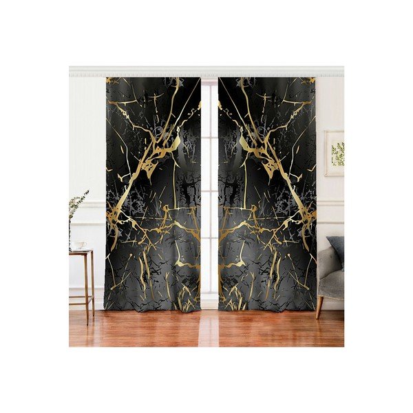 Czarno-złote zasłony zestaw 2 szt. 140x260 cm – Mila Home-image-2