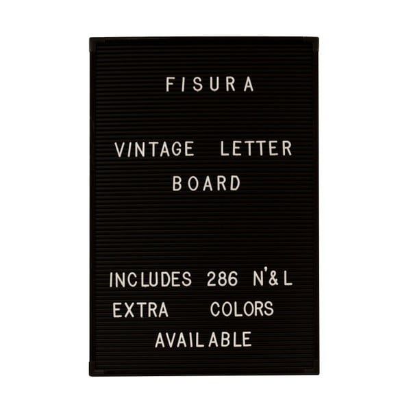 Czarna tablica ścienna z białymi znakami Fisura Vintage