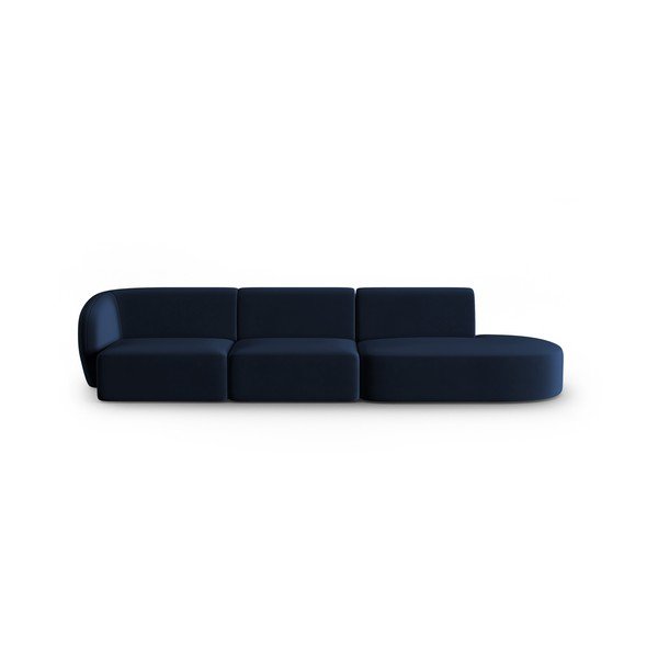 Niebieska aksamitna sofa lewostronna 311 cm Paolo – Milo Casa