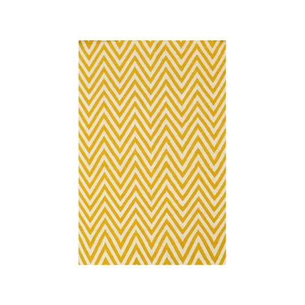 Dywan wełniany Zig Zag Yellow, 240x155 cm