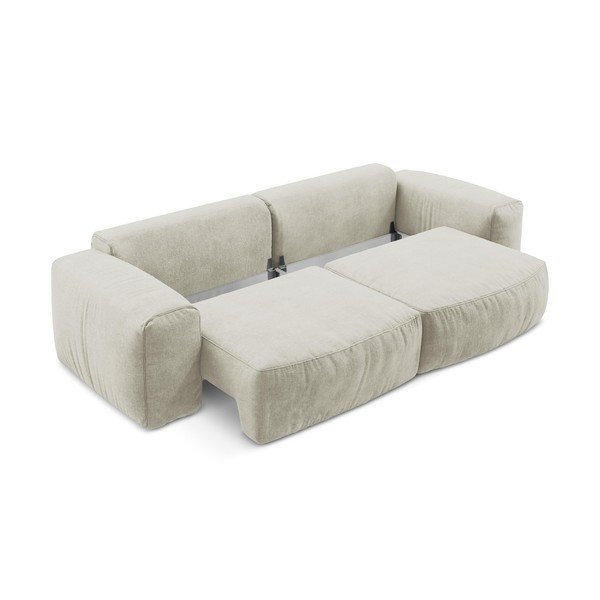 Beżowa rozkładana sofa z tkaniny szenilowej 275 cm Kuki – Makamii-image-4