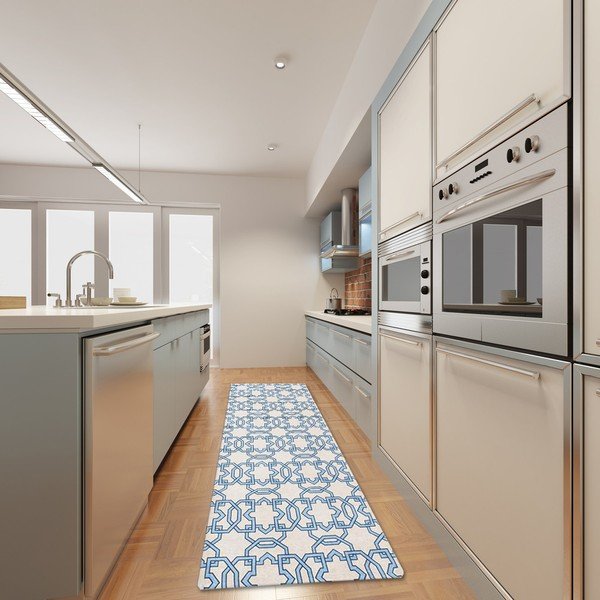 Wytrzymały dywan kuchenny Webtapetti Tiles Blue, 80x130 cm-image-1