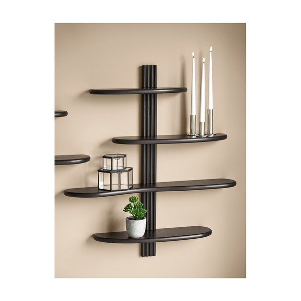 Czarna wielopoziomowa półka z litego drewna dębowego 80 cm Aliano – House Nordic-image-1