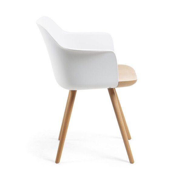 Biały fotel z nogami z drewna bukowego Kave Home Klam-image-2