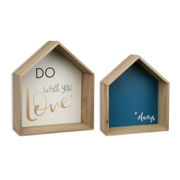 Zestaw 2 półek drewnianych Versa Houses Love