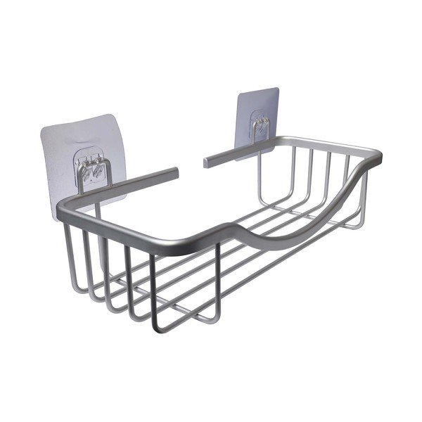 Aluminiowa półka łazienkowa w kolorze srebra z połyskiem bez wiercenia Filaire Aluminium – douceur d'intérieur-image-1