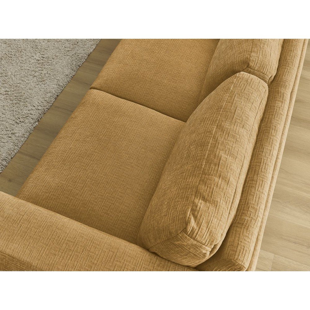 Musztardowa rozkładana sofa do spania z tkaniny szenilowej 220 cm Hugo – Bobochic Paris (zdjęcie 10)
