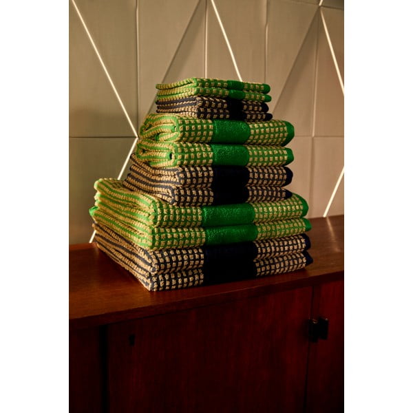 Zielono-beżowy ręcznik kąpielowy z bawełny organicznej 70x140 cm Check – JUNA-image-4