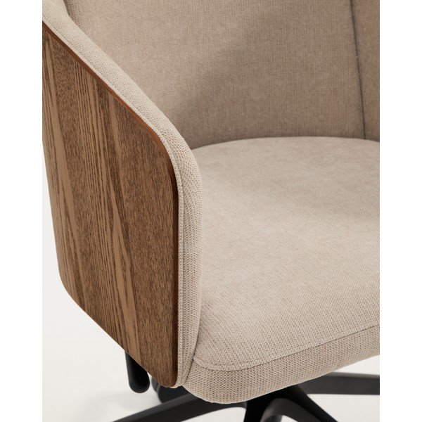 Brązowe tapicerowane krzesło biurowe Madai – Kave Home-image-1