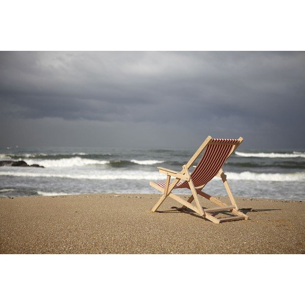 Leżak składany Beach, czarne paski-image-1