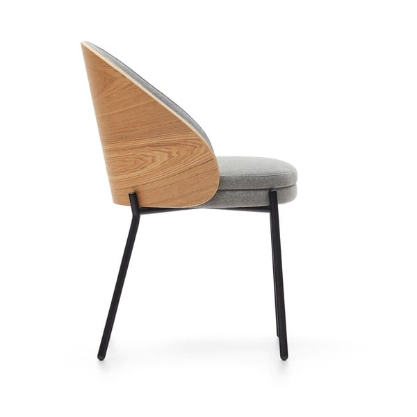 Szary/w naturalnym kolorze tapicerowany fotel jadalniany Eamy – Kave Home-image-4