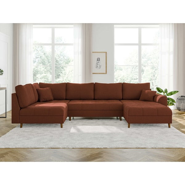 Ceglasty sztruksowy narożnik (prawostronny) Ariella – Ropez-image-1