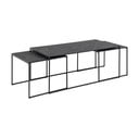 Stoliki z blatem w dekorze marmuru w kolorze matowej czerni zestaw 3 szt. 60x120 cm Infinity – Actona