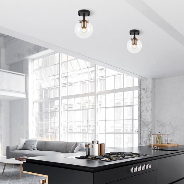 Czarna lampa sufitowa ze szklanym kloszem ø 15 cm Atmaca – Opviq lights-image-4