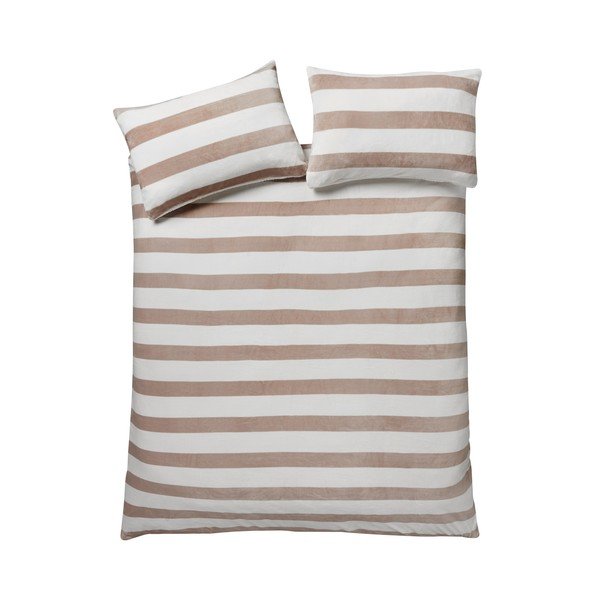 Pościel dwuosobowa z materiału sherpa w naturalnym kolorze 200x200 cm Cosy Sherpa Stripe – Catherine Lansfield